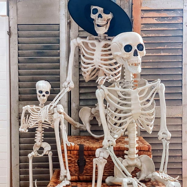 Esqueleto humano realista para decoración de Halloween, modelo de