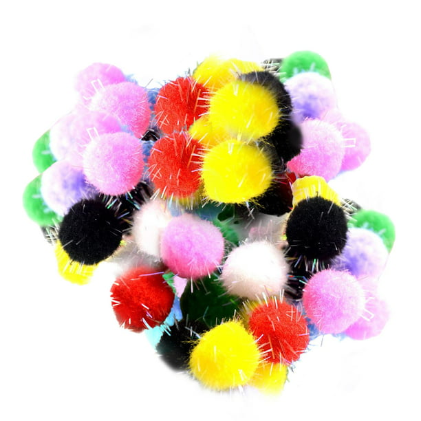 100 pompones de 1.5 pulgadas, pompones multicolor para manualidades en  varios colores, pompones grandes suaves y esponjosos para manualidades en  bolsa