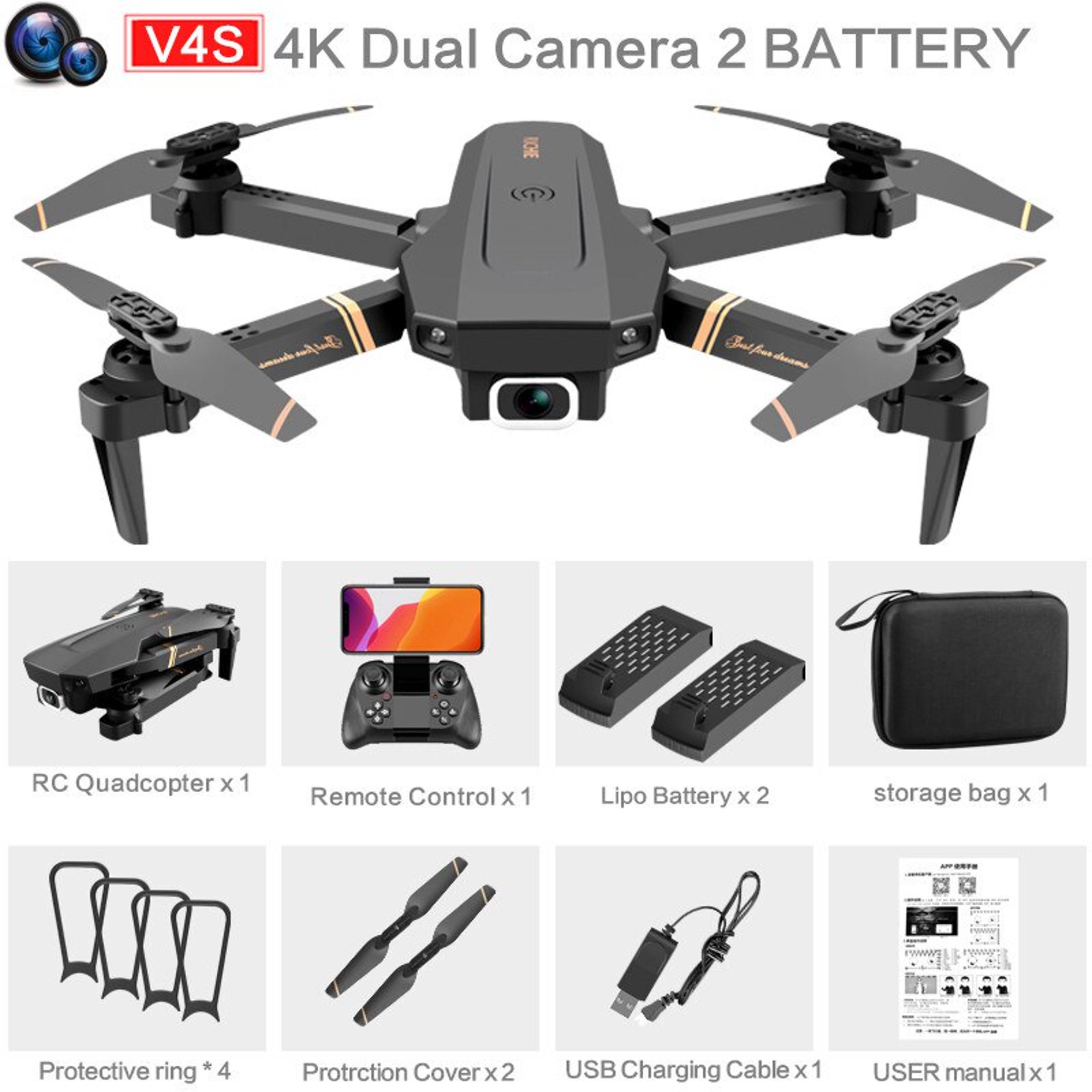 Nuevo Drone 4k Profesión Hd Cámara Gran Angular Wifi Fpv Drone Cámara Dual  Altura Mantener Drones Cámara Helicóptero Juguetes