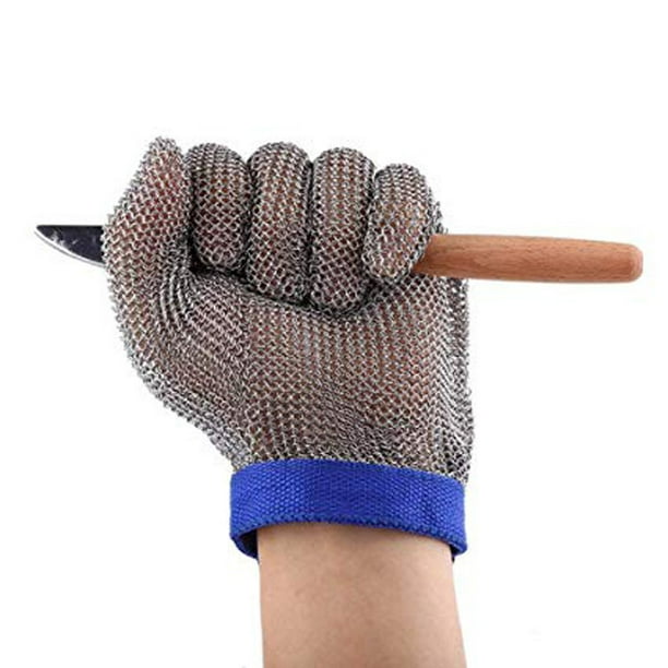  Guantes de chef resistentes a cortes de carnicero, guantes de  cadena de acero inoxidable para hombres y mujeres, seguros de grado  alimenticio (color brazo: 3.1 in, tamaño: M/1 pieza) : Herramientas