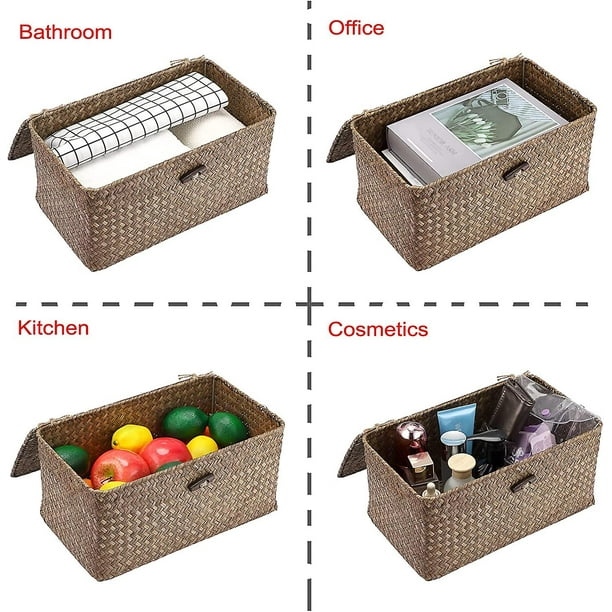 Hosroome Cesta de almacenamiento hecha a mano para organizar cestas de  estantes, cestas de almacenamiento tejidas decorativas para el hogar,  cestas de