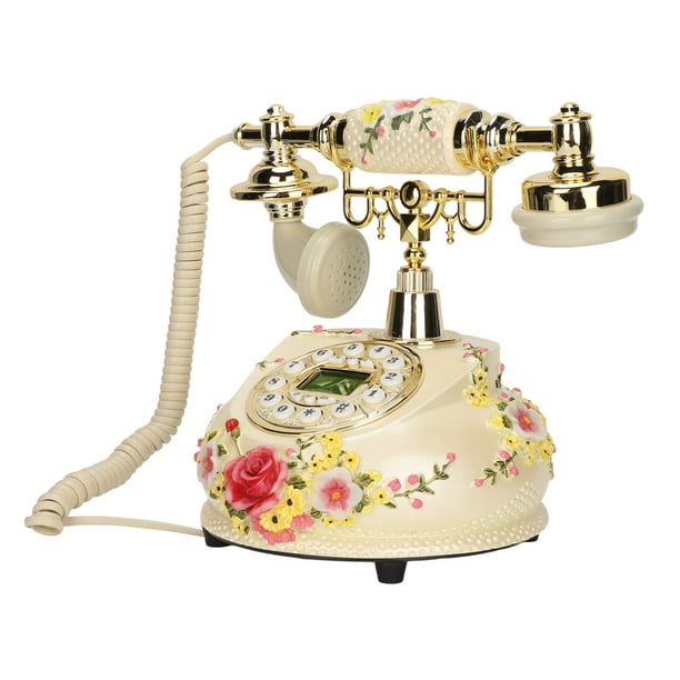 Teléfono fijo retro, teléfono antiguo antiguo con botón de