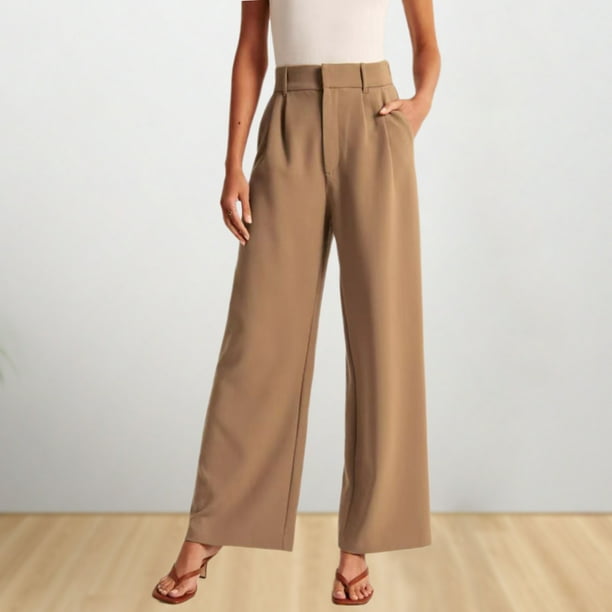Pantalones Pantalones elegantes para mujer Pantalones casuales de verano  Bolsillos Traje de trabajo Ygjytge Caqui T XL para Mujer