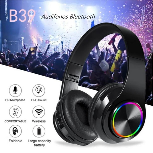 Auriculares Bluetooth inalámbricos sobre la oreja, auriculares estéreo  plegables de alta fidelidad con micrófono integrado y almohadillas de  proteína