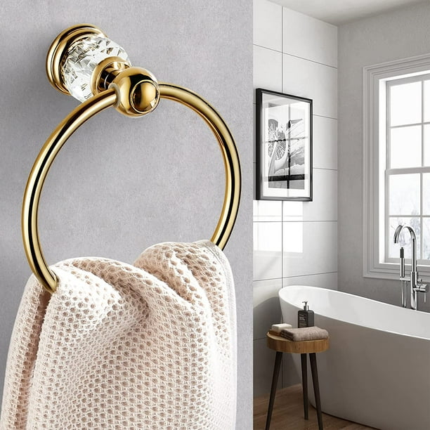 Toallero de latón macizo pulido dorado, toalleros de baño montados en la  pared de 2 capas, soporte para toallas de baño, juego de accesorios de  baño