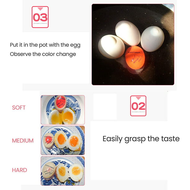 Temporizador de huevos para hervir huevos Termómetro de huevos duros y  blandos Indicador de cambio de color Juego de 2 Temporizador de huevos que  cambia de color cuando termina TUNC Sencillez