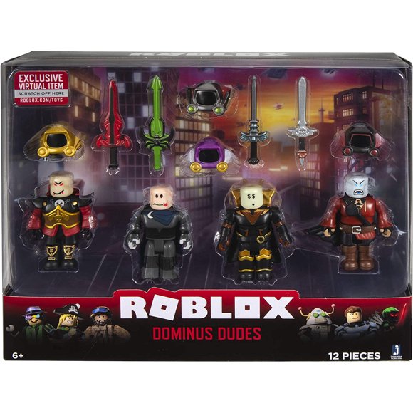 roblox action collection  dominus dudes four figure pack incluye artículo virtual exclus roblox roblox