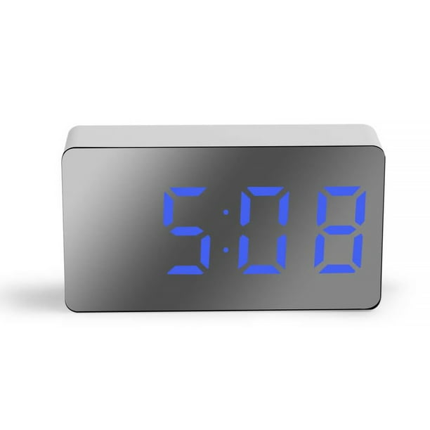 Reloj digital LED USB recargable Mesa Hora Fecha Temperatura Pantalla  Alarma Decoraciones electrónicas Relojes Sala de estar Azul Inevent  HA028605-04B