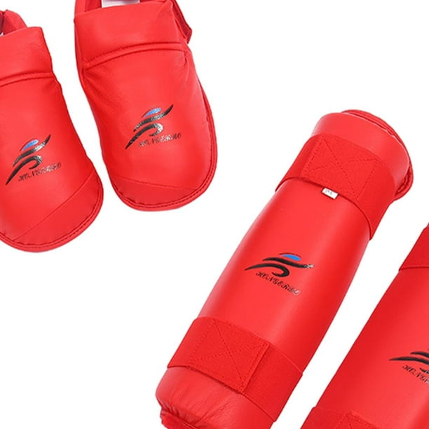 Espinilleras Taekwondo Boxeo Entrenamiento Espinilleras Protección Pierna  Rojo L Adulto Sharpla Espinilleras MMA