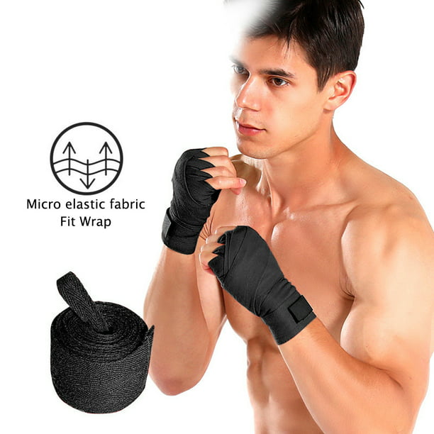 Vendaje De Boxeo Vendaje De Boxeo Vendaje de boxeo Guantes cómodos  Envolturas Cinturón Portátil Ligero (Negro)