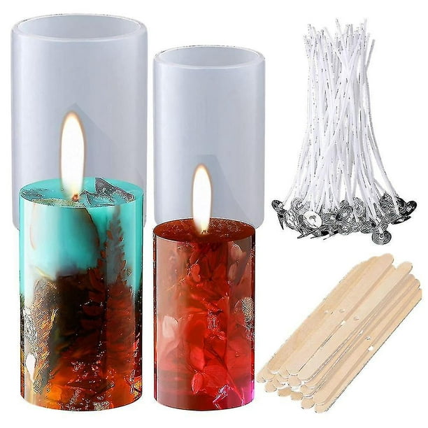 Moldes de plástico para velas, juego de moldes para velas cónicas de BYMUU  que incluye molde de pilar, molde cilíndrico, mechas de vela, soporte para