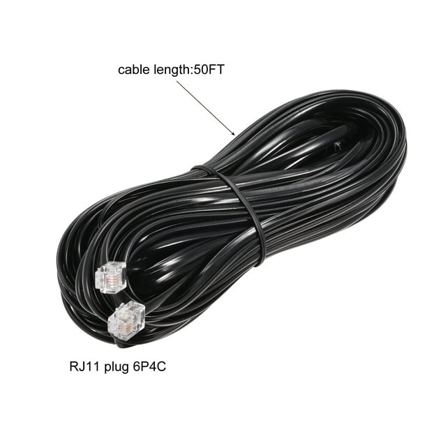 Cable de teléfono 6P4C, M-M, negro, 3.0 metros - AISENS®