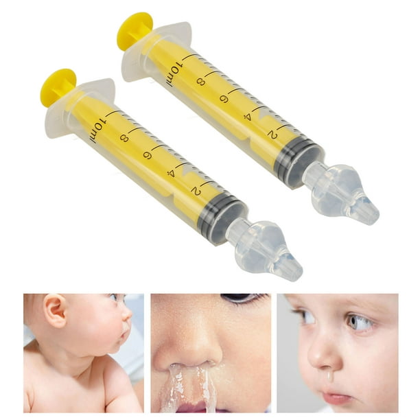 Jeringa nasal para bebés, jeringa nasal para bebés con graduación 2 * 10 ml  con punta de succión nasal de silicona lavable y reutilizable