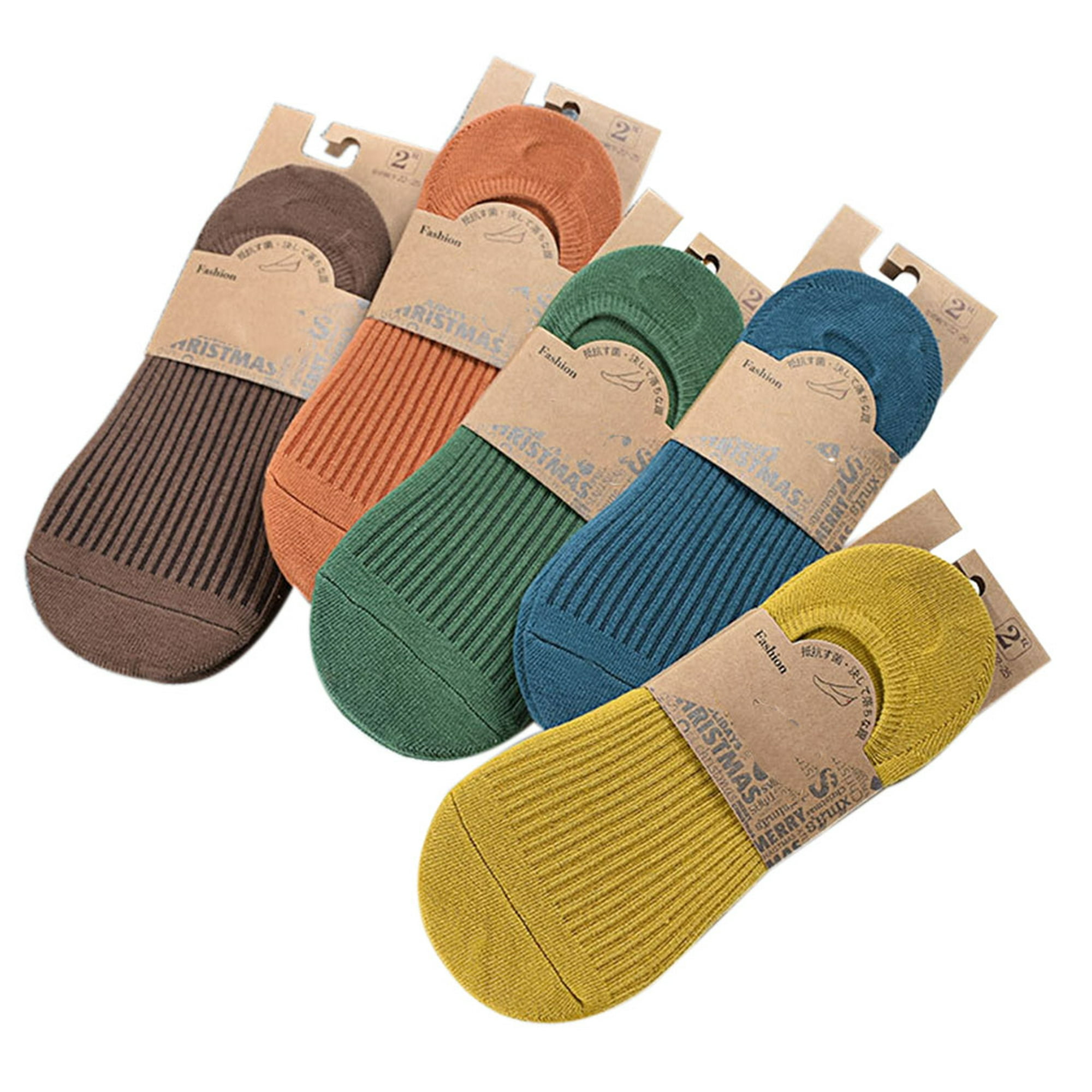 Hombres mujeres calcetines de corte bajo de algodón a rayas antideslizantes  calcetines invisibles de barco antideslizantes 5 piezas Sweethay PS13995-08