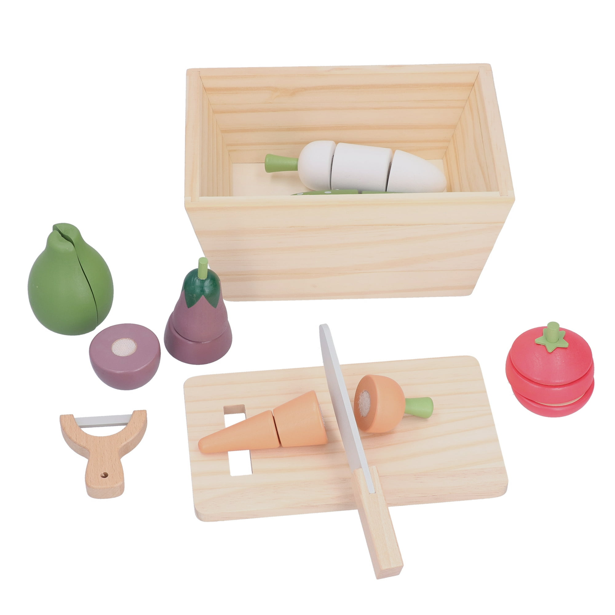 Agatige Juguete de frutas y verduras para niños, juguete de madera para  niños mayores de 3 años (verduras)