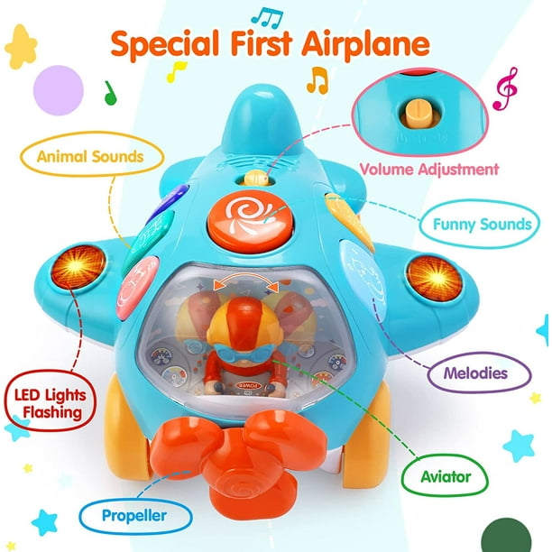  Juguetes para bebés de 12 a 18 meses, juguetes electrónicos de  avión para niños de 1 año, regalos musicales para niños pequeños de 1 a 3  años, juguetes educativos de aprendizaje