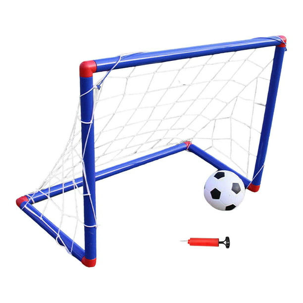 Porterías de fútbol para niños de 4 x 3 pies para patio trasero, incluye  una red de fútbol, pelota, bomba, objetivo, estacas y conos, juego completo