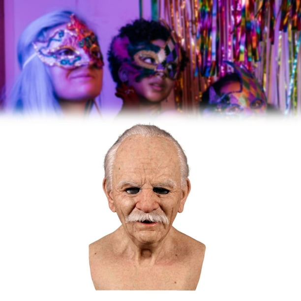 Máscara de anciano realista de hombre calvo, máscara de cabeza completa,  máscara de cabeza completa, accesorios de disfraz de Halloween