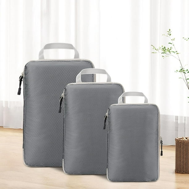 4 bolsas de almacenamiento de viaje portátiles, accesorios de viaje de  compresión con bolsa de zapatos, organizadores de equipaje de viaje, para  ropa, Gris Sunnimix Organizadores de embalaje