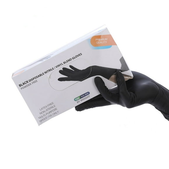 caja de guantes de nitrilo negra desechables sin polvo sin látex no estériles guantes de examen médico 100 uds er