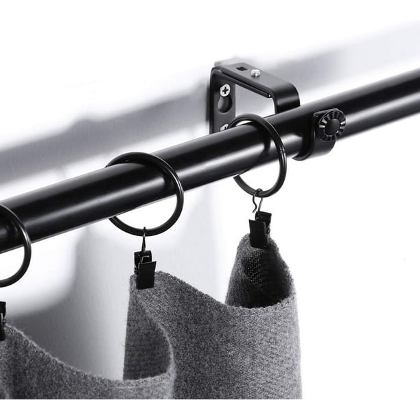 Soportes ajustables para barra de cortina de 1 o 7/8 pulgadas: soportes de  barra de cortina negros resistentes, accesorios para colgar en la pared
