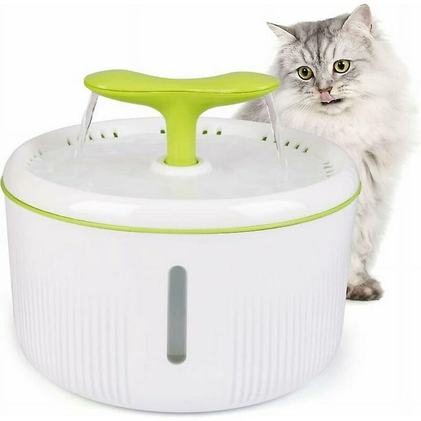  Fuente de agua para mascotas con ventana de nivel de agua de  2.4 L, fuente ultra silenciosa para gatos con luz LED, fuente estilo flor  en forma de corazón (color 