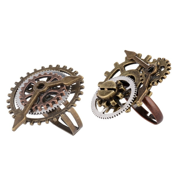 Steampunk Antique Watch Gears Costume Ring Adult