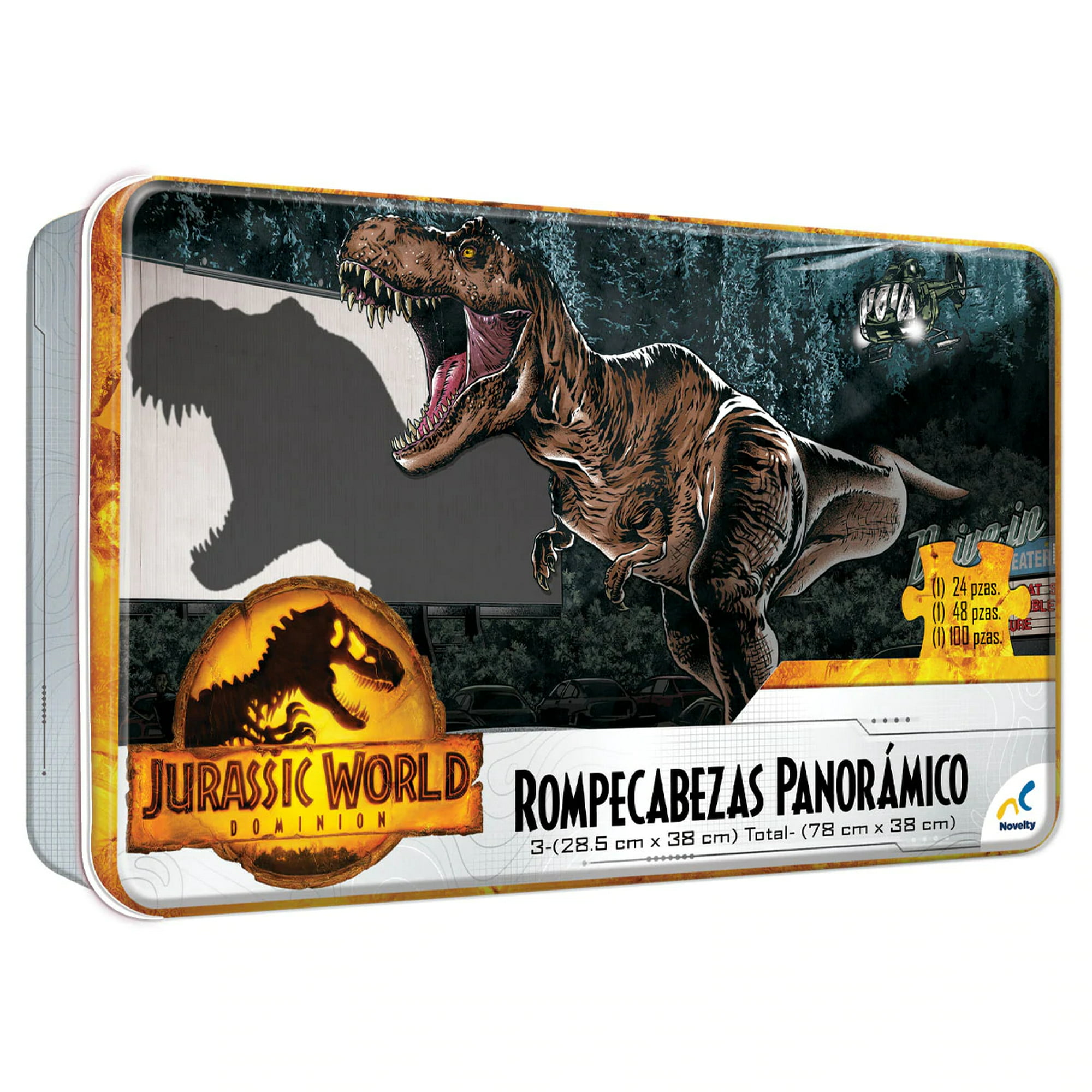 Juego De Mesa Novelty Jurassic World Dominion Rompecabezas Tin Panorámico 3 en 1 Walmart línea