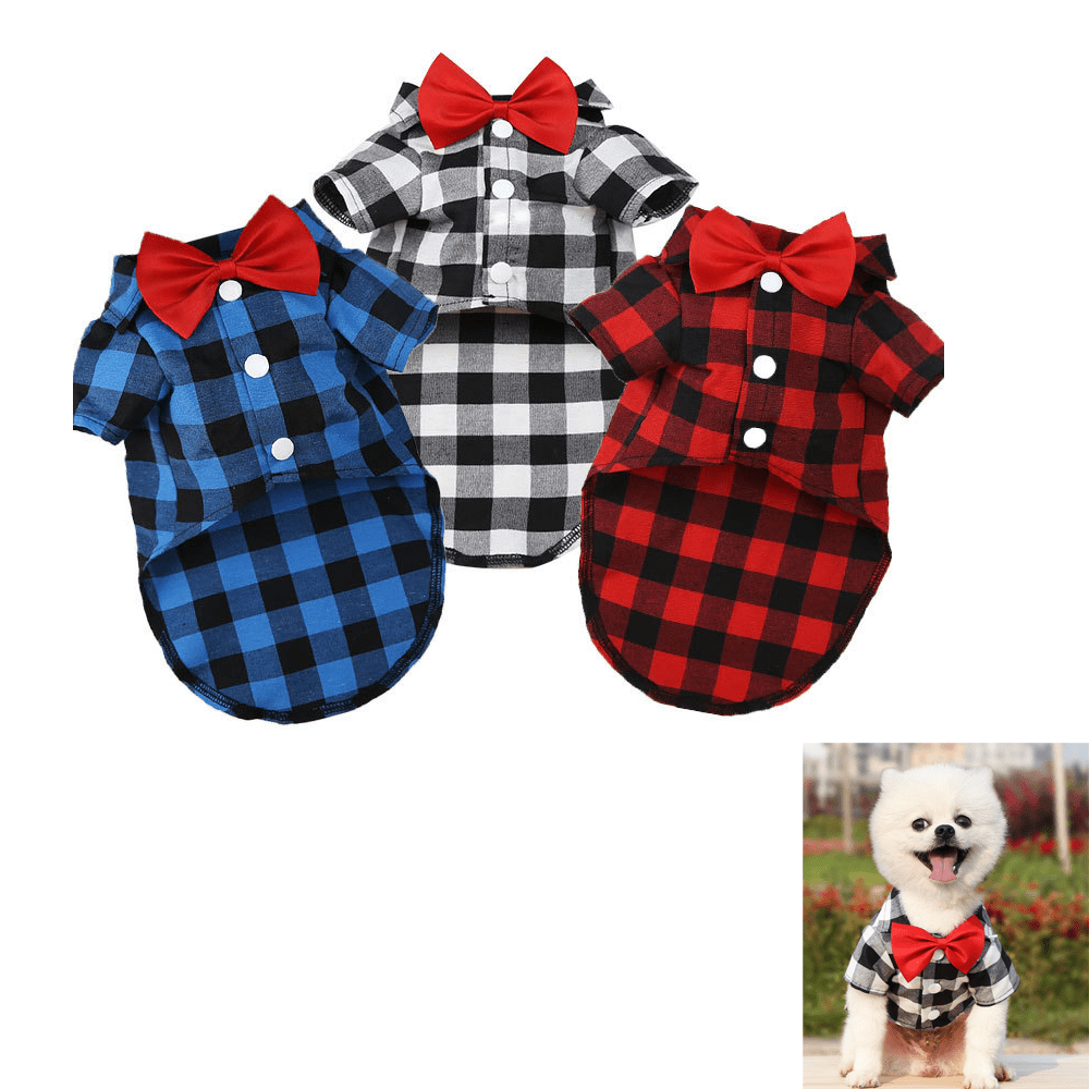 Playera Para Perro Camisa A Cuadros Para Perro, Traje De Búfalo