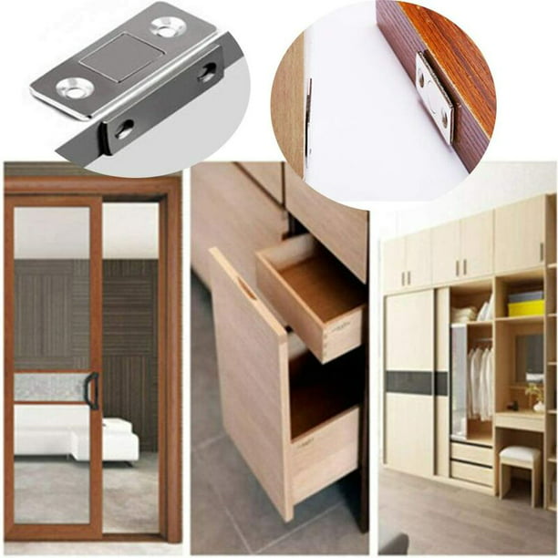 Imán de cierre de puerta ultra fino y fuerte para puerta de gabinete  magnético, accesorios de bloqueo con tornillos para muebles del hogar,  armario