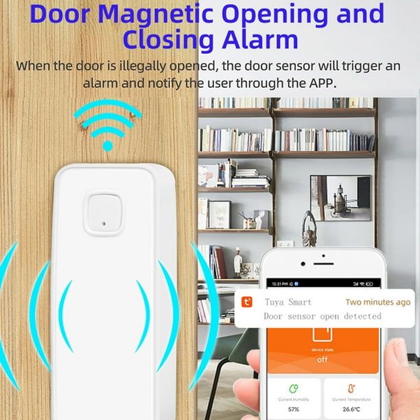 Sensor de puerta WiFi: detectores inteligentes de puerta abierta/cerrada,  sensor de ventana inalámbrico con alerta de notificación de aplicación