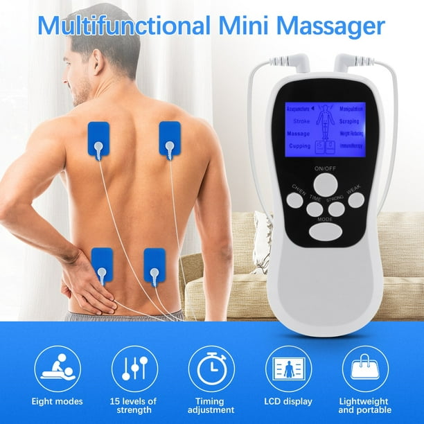 EMS-máquina eléctrica para masaje corporal, electroestimulador muscular con  acupuntura, masajeador de terapia Digital, 8 modos