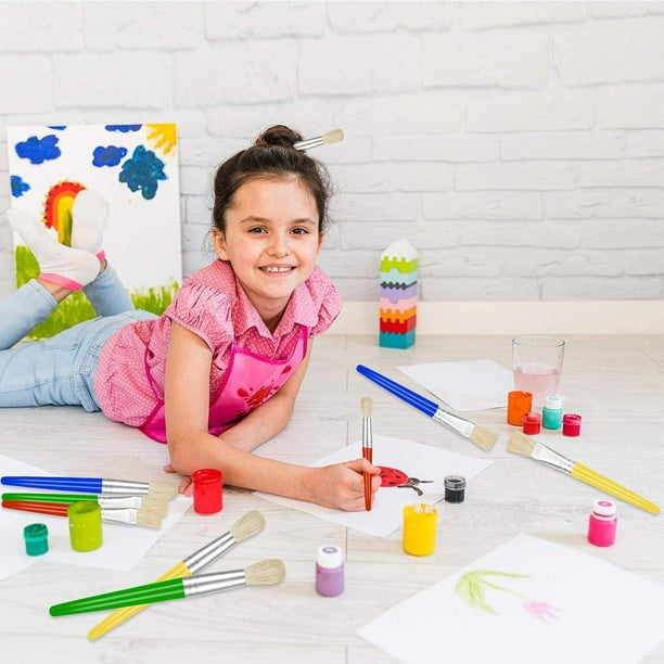 Colorido pincel para niños pequeños, 16 piezas de pinceles grandes y  regordetes lavables