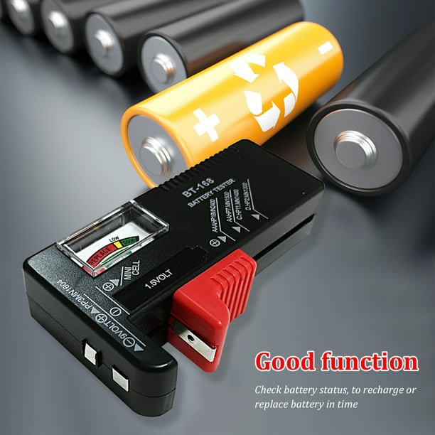 Ensayador Comprobador de batería Comprobador de comprobación de batería  universal Monitor para AA AAA CD 9V 1.5V Pilas de botón Medidor de prueba  de nivel de vida útil de la batería doméstica