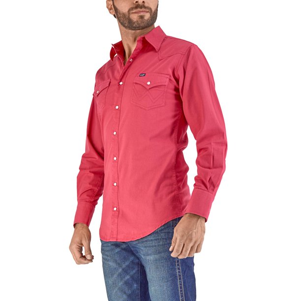 Camisa Regular Fit Manga Larga Wrangler Hombre 647 rojo M WRANGLER