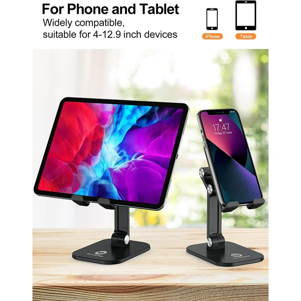 2 soportes para teléfono celular, altura de ángulo ajustable para  escritorio, soporte de teléfono totalmente plegable/portátil, compatible  con iPhone