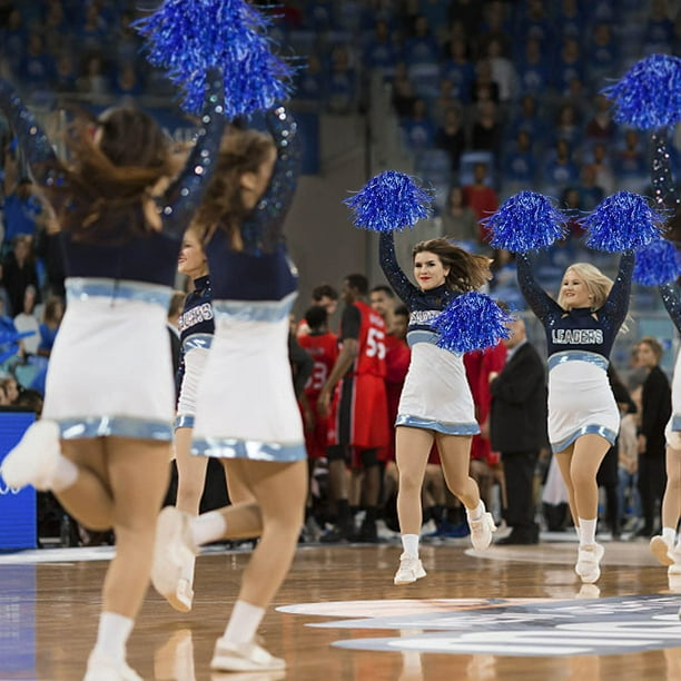 Pompones deportivos de animadora de papel metálico para bailar y animar al  equipo, color azul