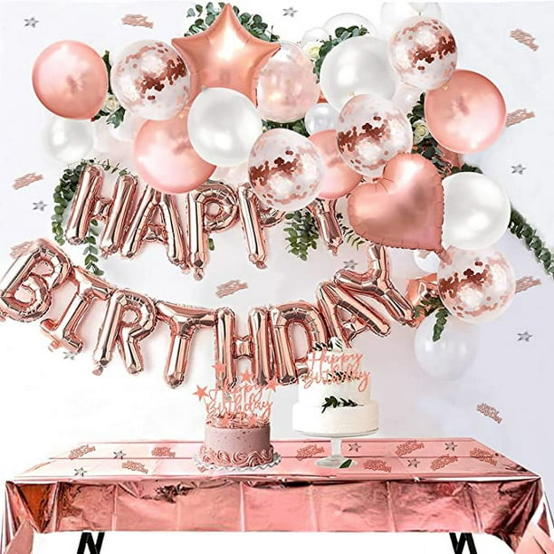 Juego de decoración para fiesta de feliz cumpleaños, cortina con flecos de  lámina plateada, kit de arreglo de guirnaldas con ramo de globos de  estrella púrpura rosa metálico -  México