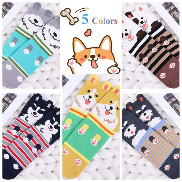 5 pares de calcetines para mujer, calcetines divertidos de algodón para  mujer con lindo estampado de perro Funky Animal, paquete múltiple grueso  cálido invierno térmico oso de fresa Electrónica