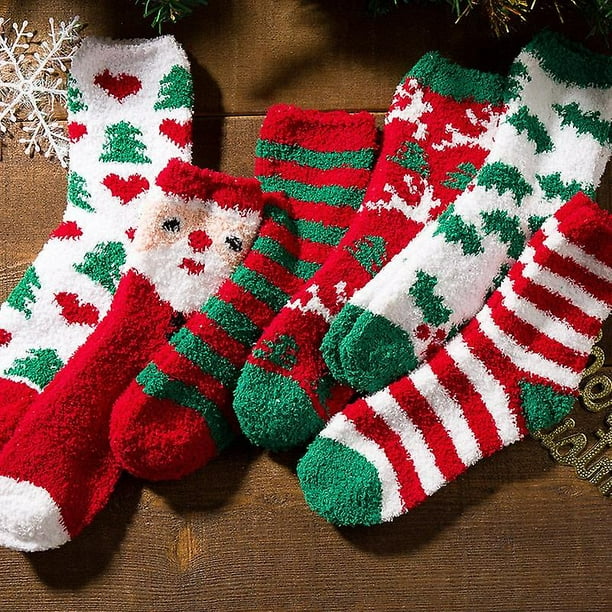 Calcetines de niña 31-34 zapatillas 3 pares de calcetines navideños de  flojel para mujer, para el hogar, calcetines casuales para dormir para  tallas 6 a 9, calcetines cálidos y acogedores, calcetines : : Moda
