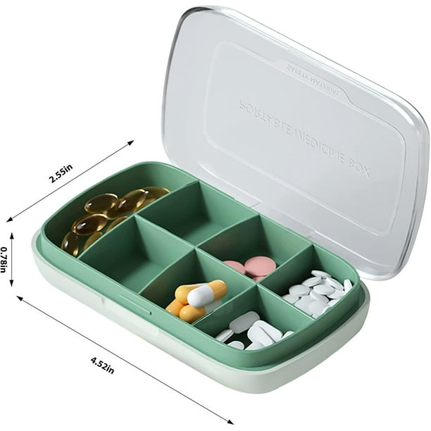Organizador diario de píldoras, pastillero de viaje, portátil, 8  compartimentos, organizador de medicamentos, pequeño recipiente diario de  vitaminas