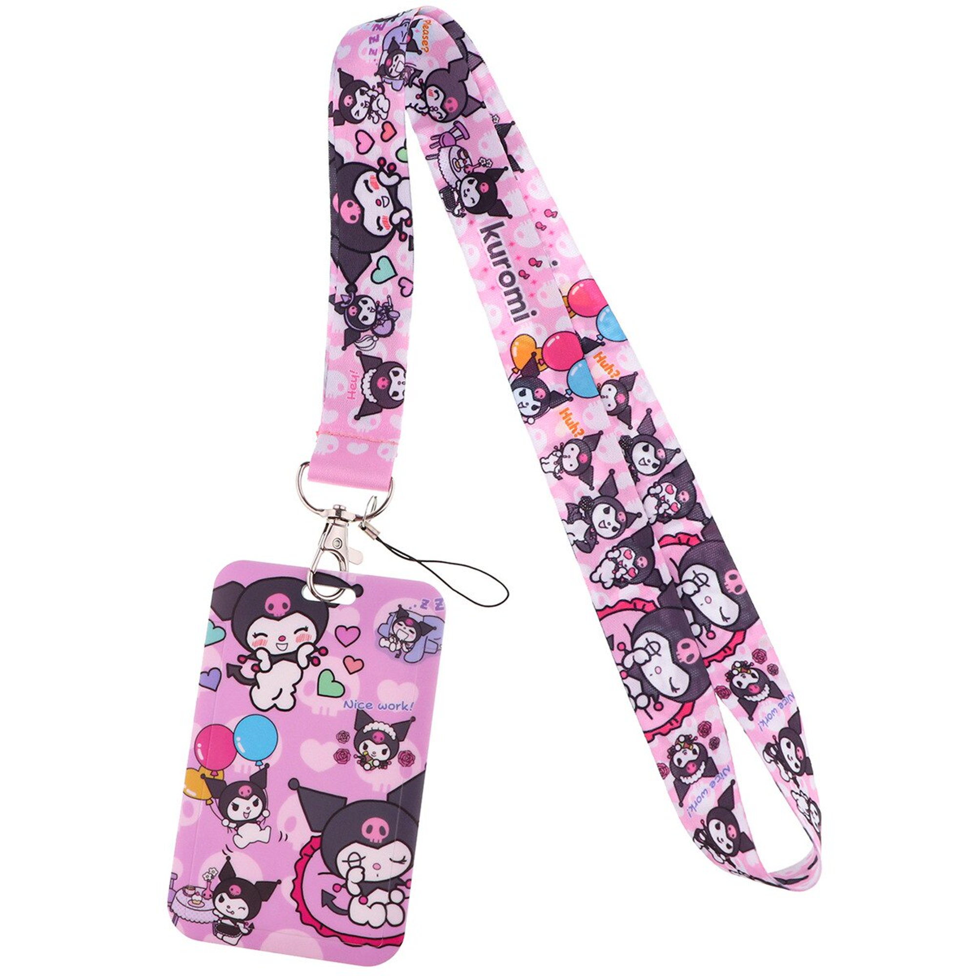 Anime Hello Kitty Cartoon Lanyard Keychain Cord ID Card Holder USB Badge  Holder Phone Strap Necklace Gong Bohan LED