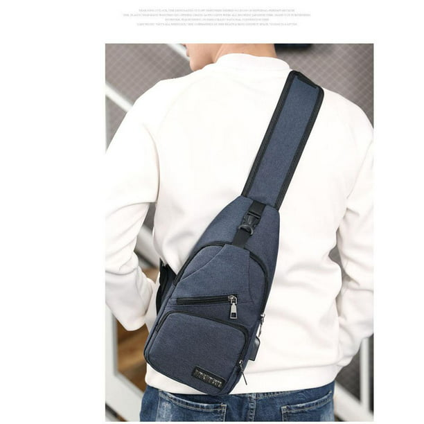 Comprar Bolso de la cintura del pecho de la moda de los hombres Bolso de la  honda del puerto de carga USB del viaje al aire libre ocasional Bolso del  pecho de