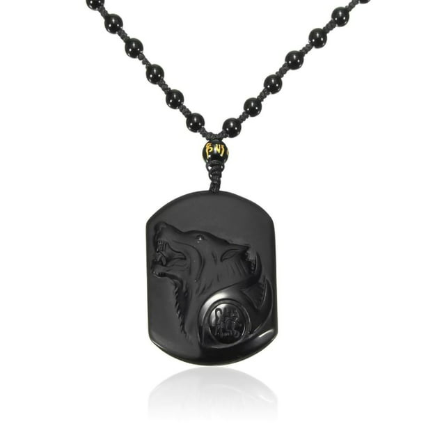 Collar Obsidiana Cabeza de Lobo Vikingo Amuleto. Collar Extensible para Hombre o MADIOLA Hombre | Walmart en línea