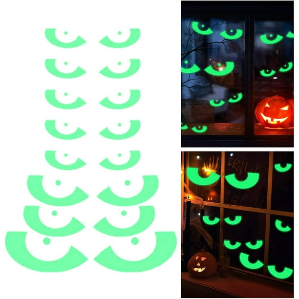 Pegatinas fluorescentes de Halloween, 16 pegatinas adhesivas de Halloween,  pegatinas de ventana de H ER