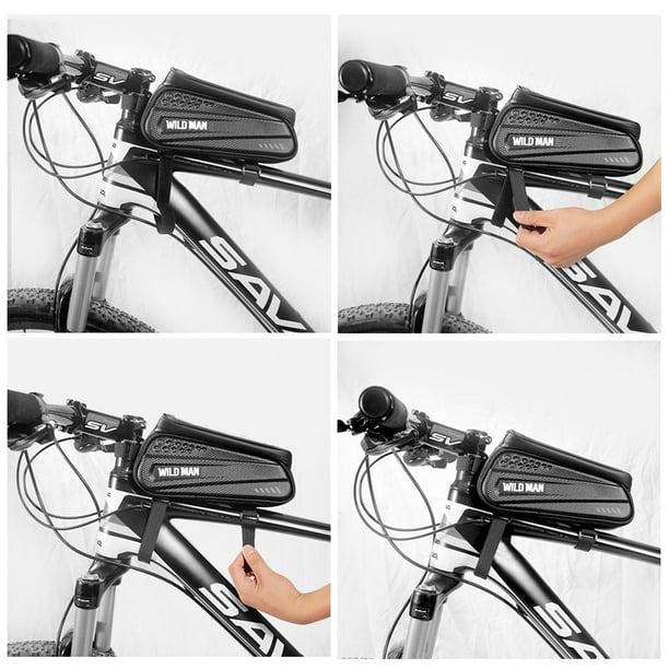 WILD MAN Bolsas de bicicleta para bicicletas, accesorios de bicicleta para  regalos de ciclismo para hombres, soporte para teléfono de bicicleta, bolsa