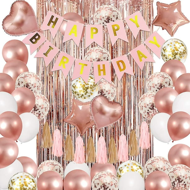 Decoraciones de cumpleaños número 30 para mujer, decoración de fiesta de  cumpleaños número 30 color oro rosa para ella, pancarta de feliz  cumpleaños