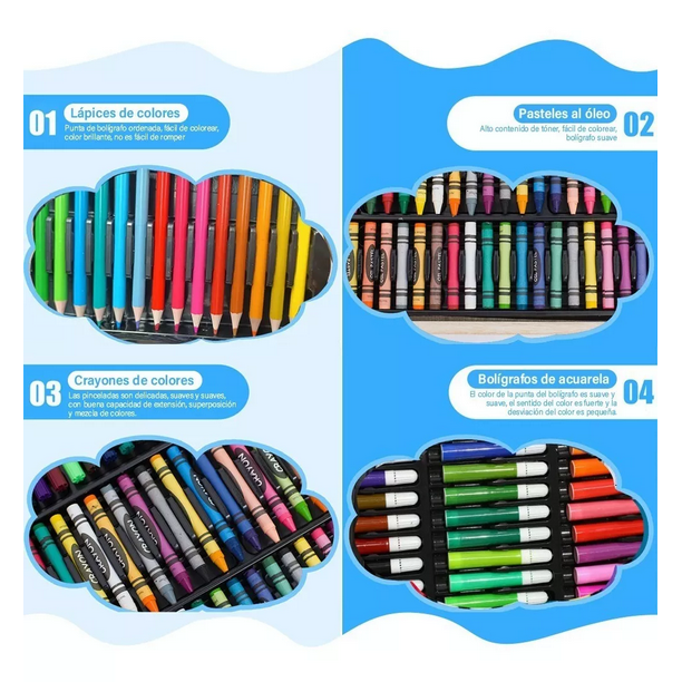 Marcadores Lapices Colores Profesionales Kit Dibujo 150pcs Malubero Set de  Arte