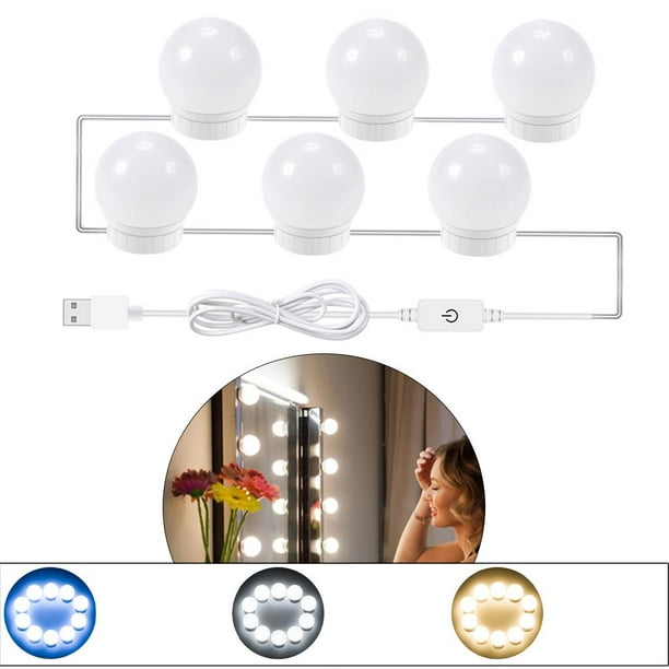 LED para espejo de tocador con 10 bombillas , lámpara de maquillaje USB DIY para  maquillaje, de tocador, dormitorio de blanco Macarena luces de espejo de  vanidad