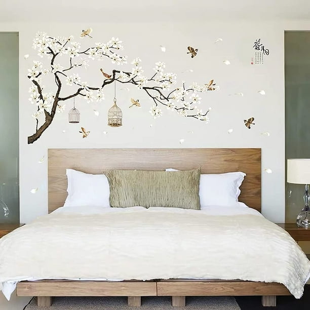 Pegatinas decorativas de pared de flor de cerezo y pájaros  azules : Bebés